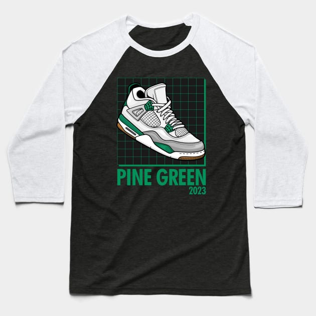 AJ 4 Retro Pine Green Sneaker Baseball T-Shirt by milatees